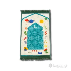 Luxury Kids Prayer Mat – Islamic Symbols Design (Soft Padded)