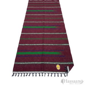 Maroon & Emerald Striped Masjid Dari Runner – 4ft Width