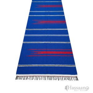 Vibrant Blue & Red Striped Masjid Dari Runner – 4ft Width