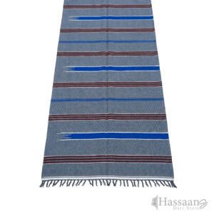 Elegant Gray & Blue Striped Masjid Dari Runner – 4ft Width